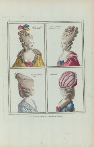 Gallery of French Fashions and Costumes, from 1776, B 8: Hairdresser in Rolls (...)