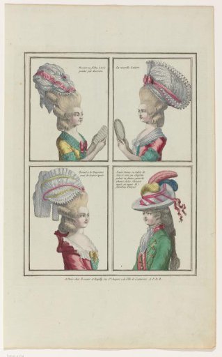 Gallery of French Fashions and Costumes, 1776, E 26: Bonnet with a Fichu (...)