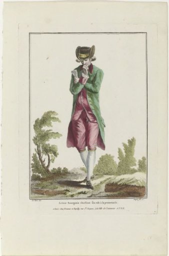 Gallery of French Fashions and Costumes, 1778, K 58: Bourgeois Actor Studying (...)