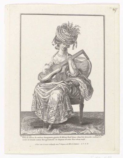 Gallery of French Fashions and Costumes, 1779, cc 158: Taffeta Dress (...)