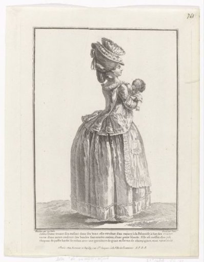 Gallery of French Fashions and Costumes, 1779, cc 160: Young Lady Holding Her Child (...)
