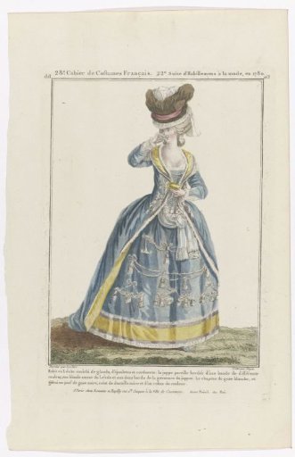 Gallery of French Fashions and Costumes, 1780, dd 163: Levite-style Costume (...)