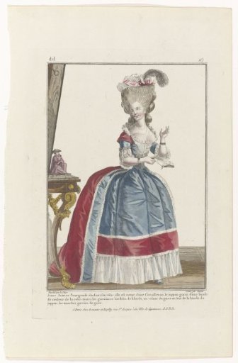 Gallery of French Fashions and Costumes, 1780, dd 167: Young Bourgeois Actress (...)