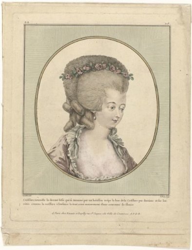 Gallery of French Fashions and Costumes, 1781, oo 218: New Coiffure, Front View (...)
