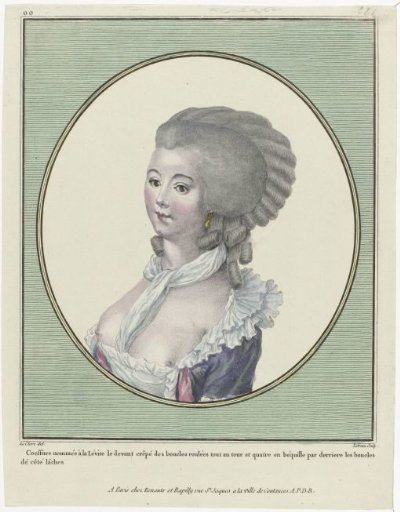 Gallery of French Fashions and Costumes, 1781, oo 221: Coiffure named à la Levit (...)