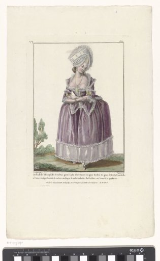 Gallery of French Fashions and Costumes, 1782, qq 234: Deshabillé à l'Anglaise de tafetas..
