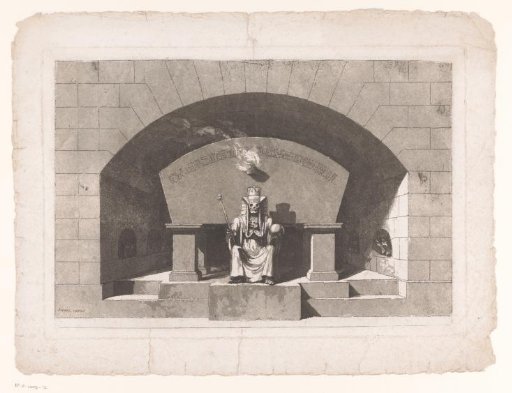 Tomb with Death dressed as an Egyptian Pharaoh with scepter and orb