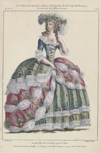 Gallery of French Fashions and Costumes, 1787, rrr 373: Grand Ceremonial Gown (...)