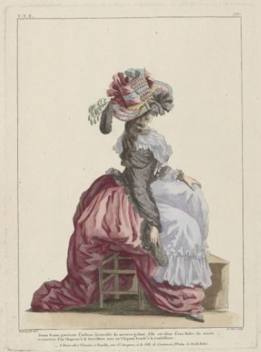 Gallery of French Fashions and Costumes, 1787, TTT 387: Young Lady Waiting for the Moment (...).