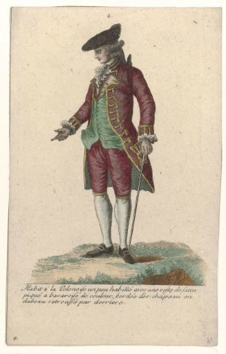 Gallery of French Fashions and Costumes, 1785, no. 2, no. 4, Copy after T 110: Habit à la Polonois (...)