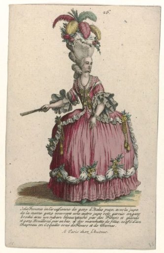 Gallery of French Fashions and Costumes, 1785, no. 26, no. 51, Copy after K 55: Jolie Femme in Circassian (...)