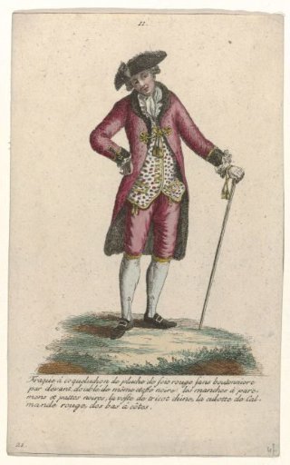 Gallery of French Fashion and Costumes, 1785, no. 11, no. 21, Copy after R 99: Frac with a fur hood (...)