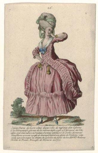 Gallery of French Fashion and Costumes, 1785, no. 26, no. 52, Copy after N 77: Young lady of Lyon (...)