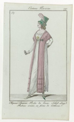 Journal des Dames et des Modes, Parisian Costume, July 1797, (3): Chapeau-Spencer. Linen Robe (...)