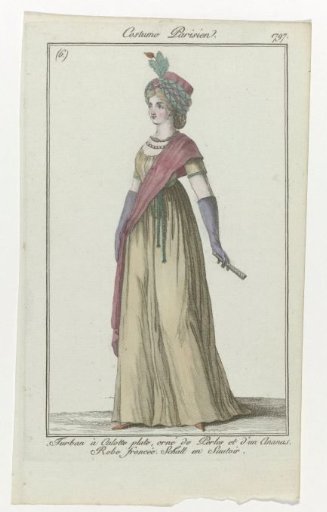 Journal des Dames et des Modes, Parisian Costume, 21 September 1797, (6)(ter): Turban à Calotte plat (...)