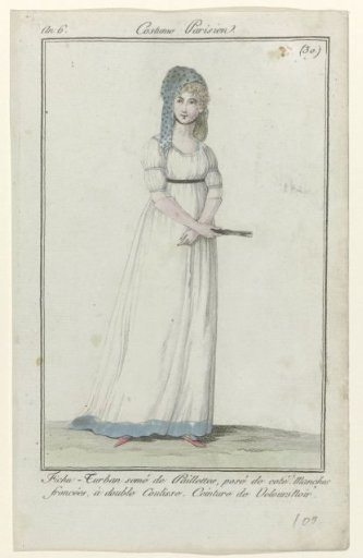 Journal des Dames et des Modes, Parisian Costume, 10 April 1798, Year 6 (30): Fichu-Turban sprinkled (...)