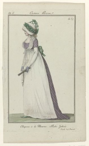 Journal des Dames et des Modes, Parisian Costume, 23 June 1798, Year 6, (45): Hat à la Minerva (...)
