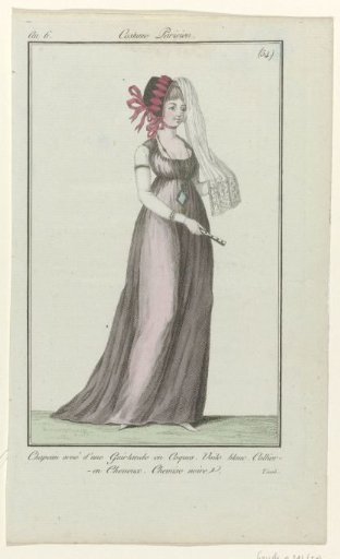 Journal des Dames et des Modes, Parisian Costume, 7 August 1798, Year 6, (54): Hat adorned with a garland (...)