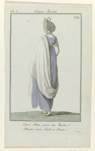 Journal des Dames et des Modes, Parisian Costume, 27 August 1798, Year 6, (58): Braided Bonnet (...)