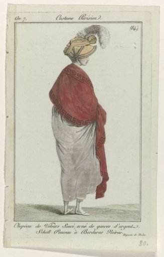 Journal des Dames et des Modes, Parisian Costume, 14 January 1799, Year 7 (84): Velvet Hat Souc (...)