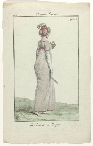 Journal des Dames et des Modes, Parisian Costume, 22 August 1799, Year 7 (152): Garlands and Coques