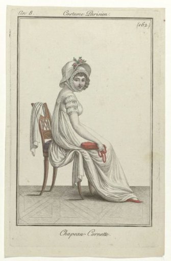 Journal des Dames et des Modes, Parisian Costume, 7 October 1799, Year 8 (162): Chapeau-Cornette
