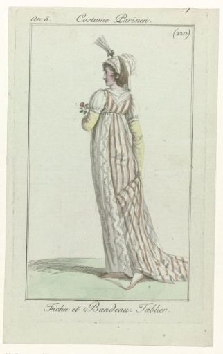 Journal des Dames et des Modes, Parisian Costume, 4 June 1800, Year 8 (220): Fichu and Headband. Apron.
