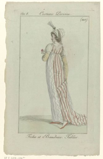 Journal des Dames et des Modes, Parisian Costume, 4 June 1800, Year 8 (220): Fichu and Headband. Apron.