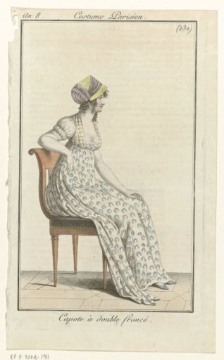 Journal des Dames et des Modes, Parisian Costume, 24 July 1800, Year 8 (232): Double-Fronted Bonnet