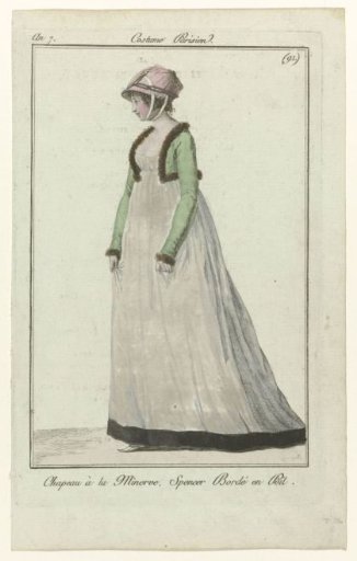 Journal des Dames et des Modes, Parisian Costume, 23 Feb. 1799, Year 7 (91): Minerva Hat (...)