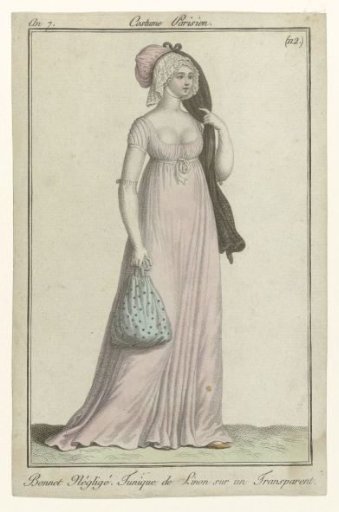 Journal des Dames et des Modes, Parisian Costume, 18 June 1799, Year 7 (112 bis): Négligé Bonnet (...)