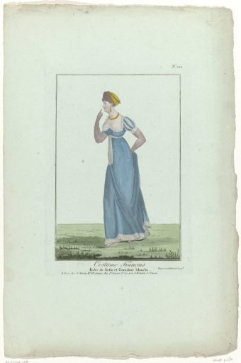 French Costume, then New Parisian Costume 1799-1810, No. 122: Satin Dress (...)