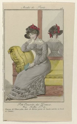 Petit Courrier des Dames, ca. 1823, No. 198: Solid Velvet Hat (...)
