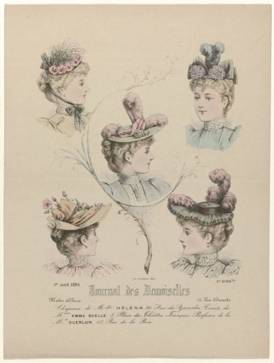 Journal des Demoiselles, 1 April 1894, No. 4984 bis: Hats of Miss Hélén (...)