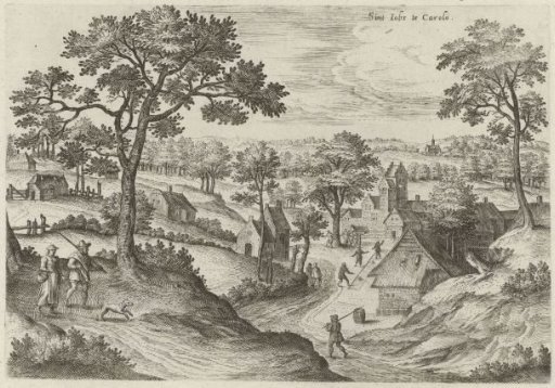 Gezicht op de kerk van St. Job  en het kasteel van Carloo