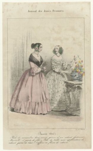 Journal des Jeunes Personnes, January 1840: Muslin Dress (...)