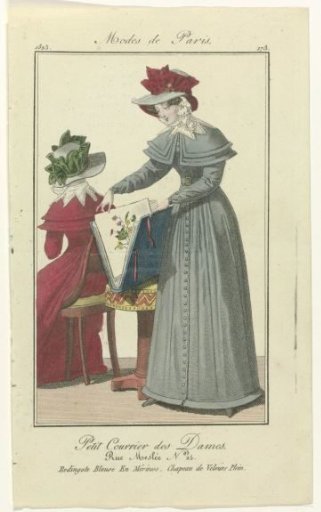 Petit Courrier des Dames, 1823, No. 173: Redingote Blouse in Merino (...)