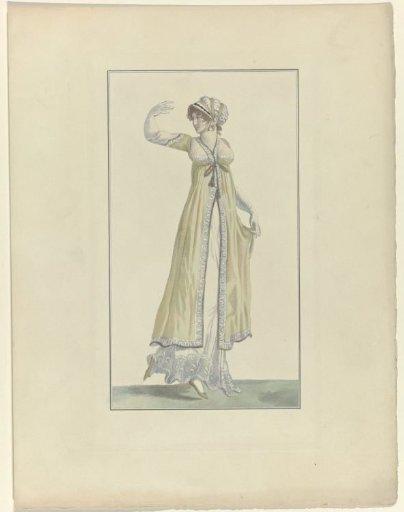 Russian Tunic, early 19th century, 1911, copy after Journal of Ladies and Fashions Year 9 1801: Satin Bonnet. Russian Tun (...)