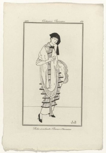 Journal of Ladies and Fashions, Parisian Costumes, 1914, No. 132: Ruffled Dress - (...)