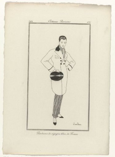 Journal of Ladies and Fashions, Parisian Costumes, 1914, No. 136: Vigogne Overcoat (...)