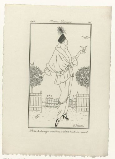 Journal des Dames et des Modes, Parisian Costumes, 1914, No. 141: Duvetyn Dress (...)