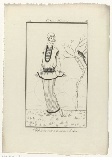 Journal des Dames et des Modes, Parisian Costumes, 1914, No. 145: Ratin Blouse (...)