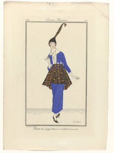 Journal des Dames et des Modes, Parisian Costumes, 1914, No. 155: Blue Serge Dress (...)