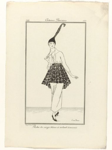 Journal des Dames et des Modes, Parisian Costumes, 1914, No. 155: Blue Serge Dress (...)
