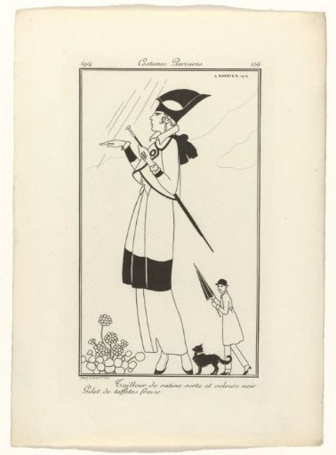 Journal des Dames et des Modes, Parisian Costumes, 1914, No. 156: Ratin Suit (...)