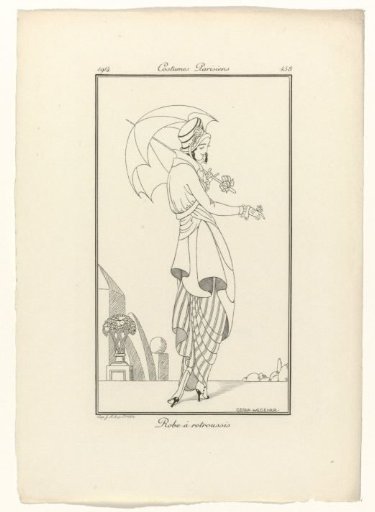 Journal des Dames et des Modes, Parisian Costumes, 1914, No. 158: Robe with Turn-ups