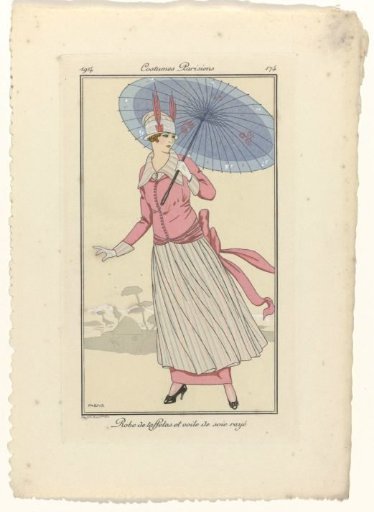 Journal des Dames et des Modes, Parisian Costumes, 1914, No. 174: Taffeta Dress (...)