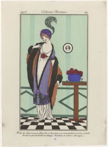 Journal des Dames et des Modes, Parisian Costumes, 1913, No. 49: Charmeuse Gown (...)