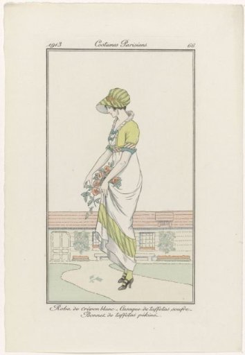 Journal des Dames et des Modes, Parisian Costumes, 1913, No. 66: White Crepon Gown (...)