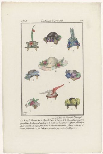 Journal des Dames et des Modes, Parisian Costumes, 1913, No. 68: Models by Marcelle Demay (...)